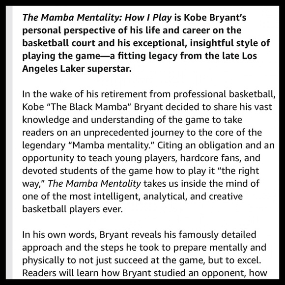 Kobe Bryant The Mamba Mentality Book - Picture 7 of 7